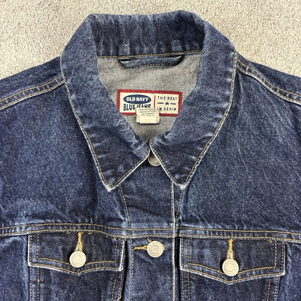 Old Navy Blue Jeans Womens Small Dark Wash Denim Trucker Jacket 100% Cotton VTG